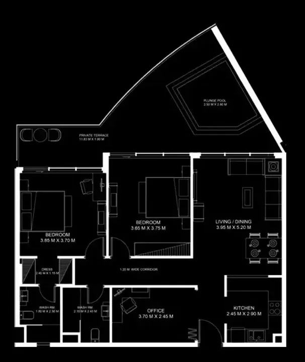 2 BR floor plan