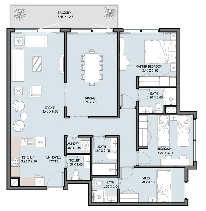 2 BR floor plan
