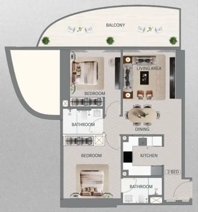 2 BR floor plan
