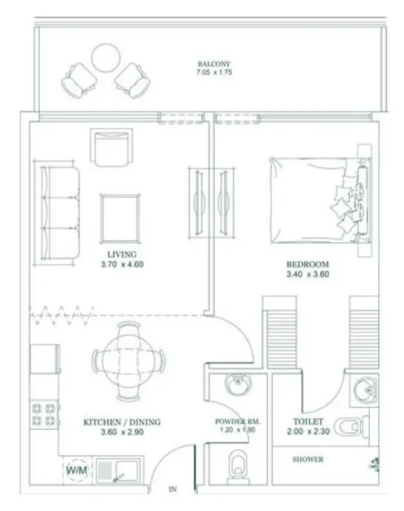 1 BR floor plan