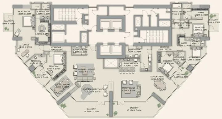 5 BR floor plan