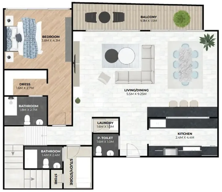 4 BR floor plan