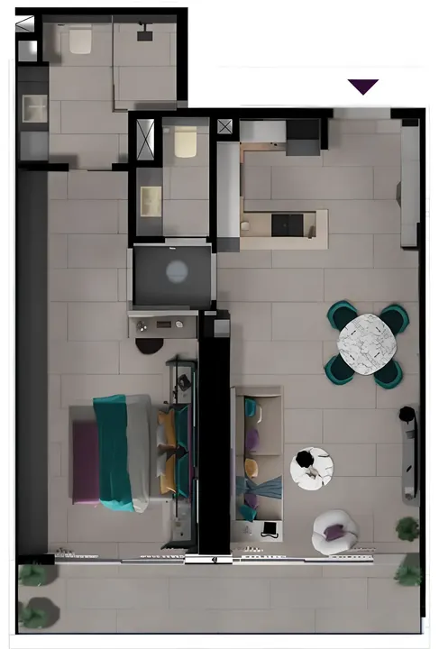 1 BR floor plan