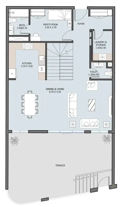 3 BR floor plan