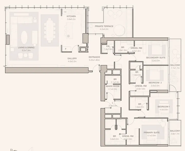 4 BR floor plan