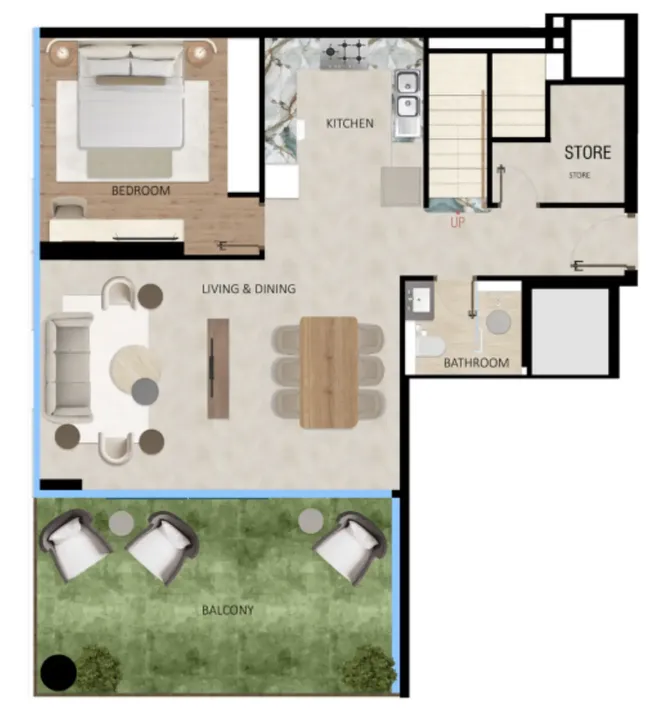 3 BR floor plan