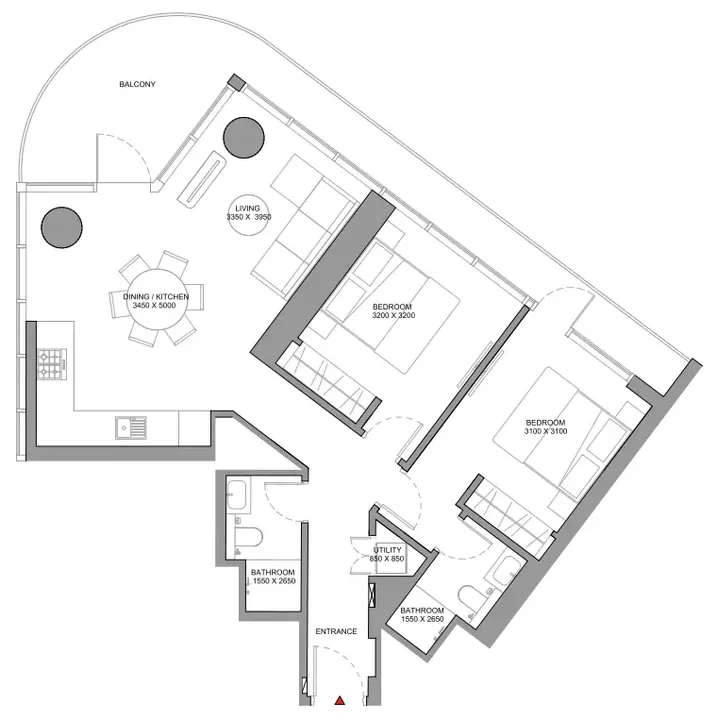 2 BR floor plan