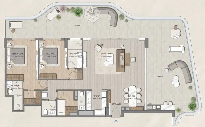 2 BR floor plan