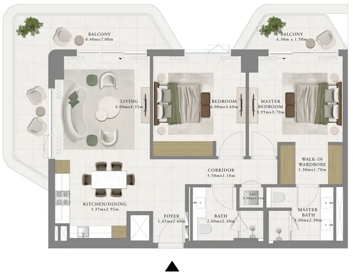 2 BR floor plan