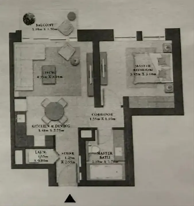 1 BR floor plan