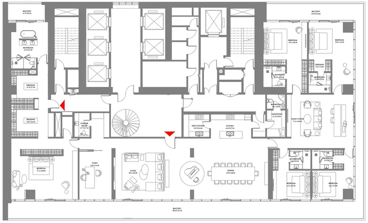 5 BR floor plan