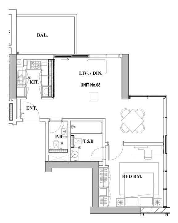 1 BR floor plan