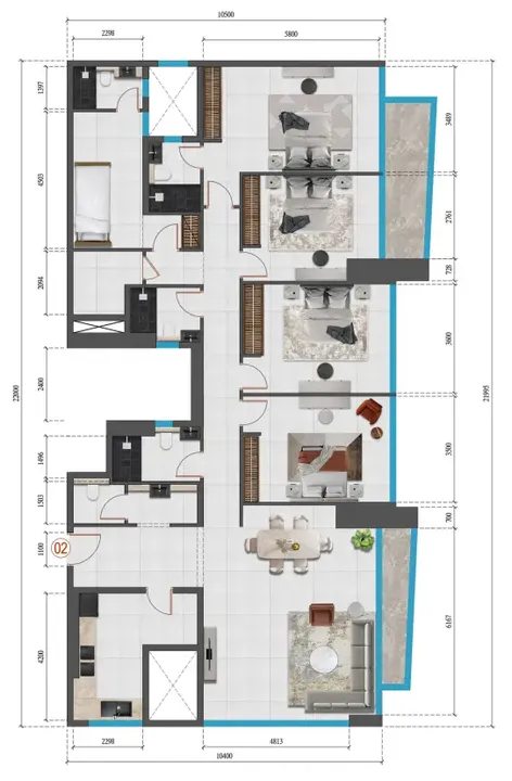 4 BR floor plan