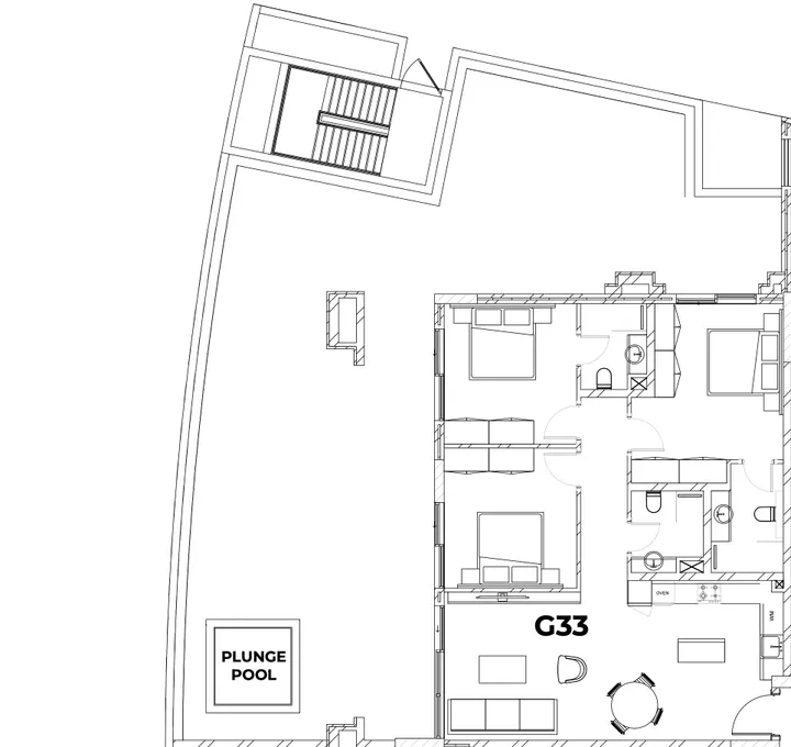 3 BR floor plan