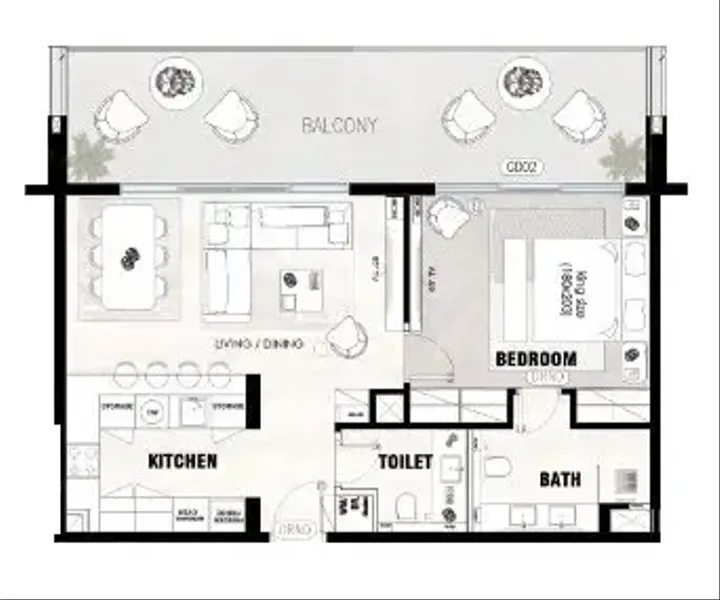 1 BR floor plan