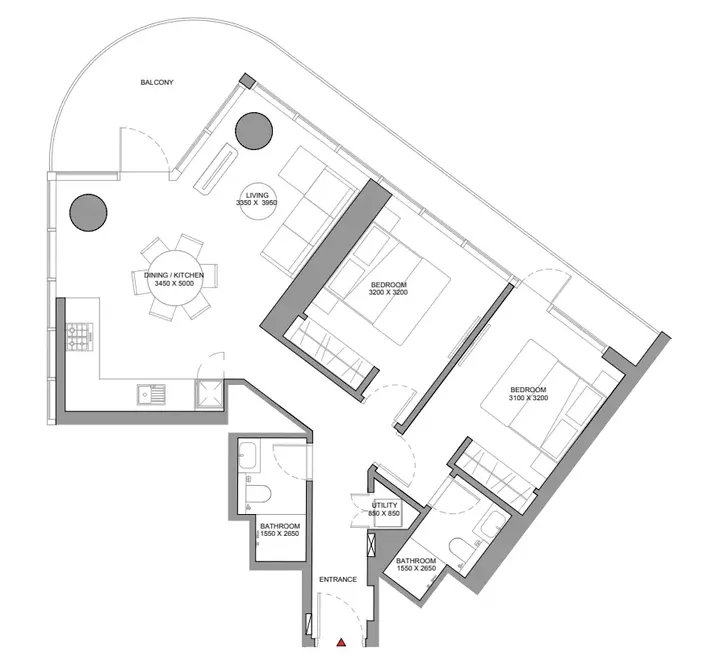 2 BR floor plan