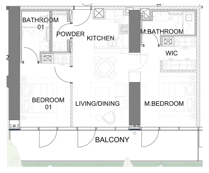 2 BR floor plan