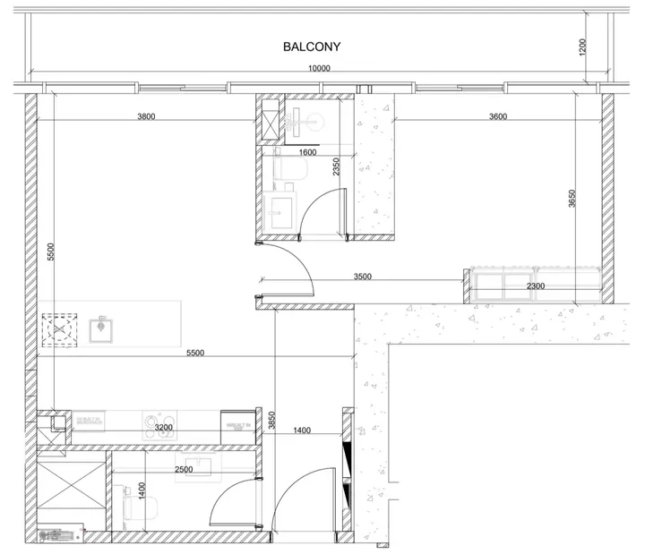 1 BR floor plan