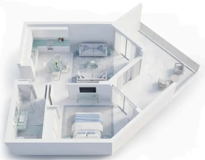 1 BR floor plan