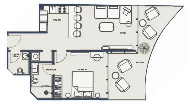 1 BR floor plan