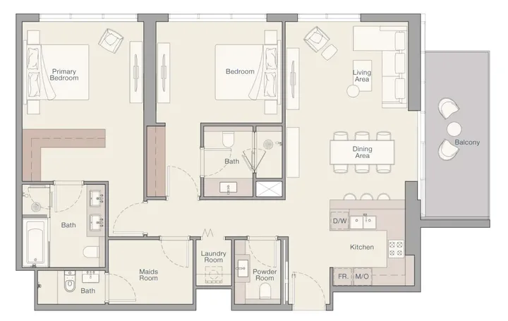 2 BR floor plan
