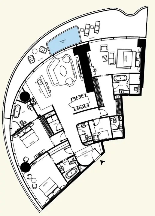 3 BR floor plan