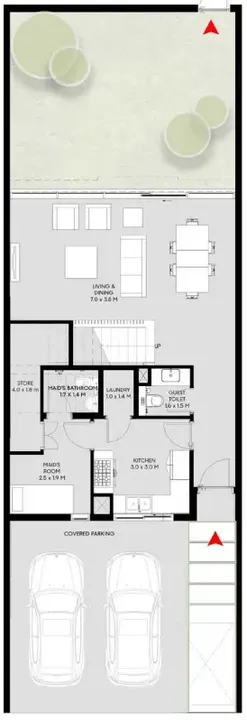 3 BR floor plan