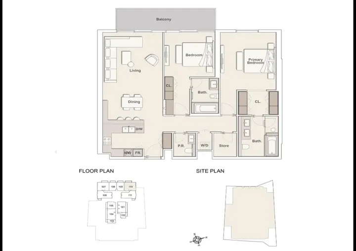 2 BR floor plan