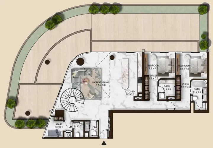 5 BR floor plan