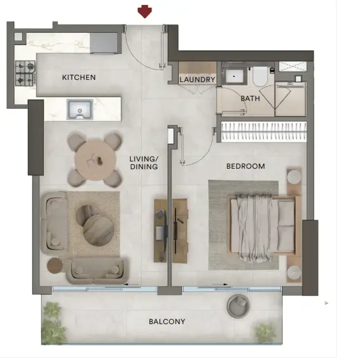 1 BR floor plan