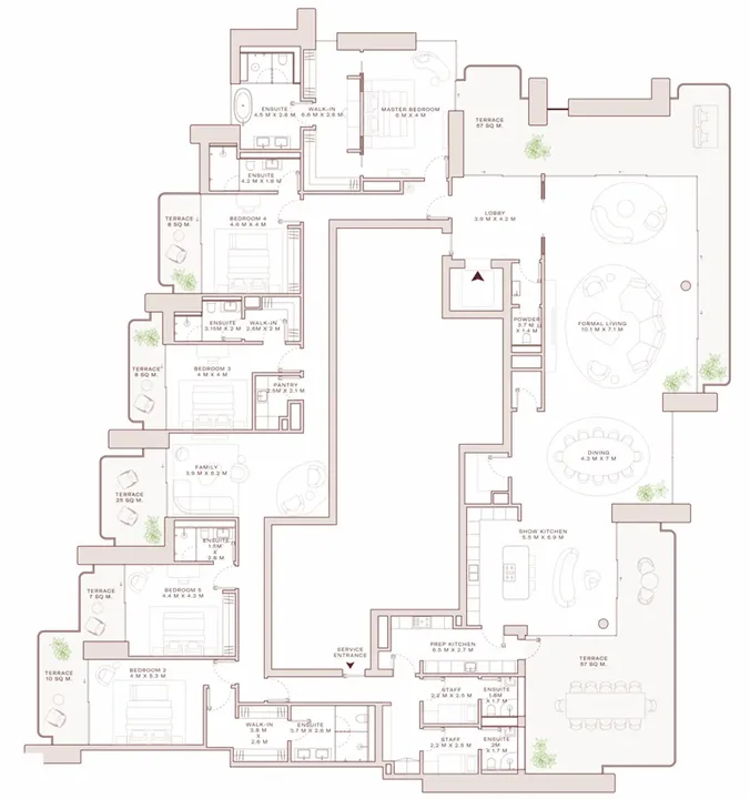 5 BR floor plan
