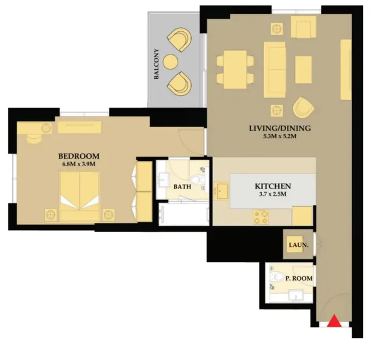 1 BR floor plan