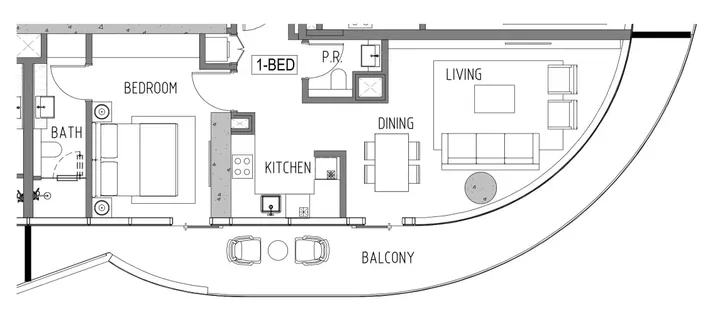 1 BR floor plan