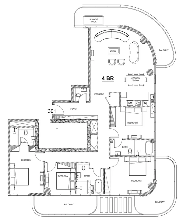 4 BR floor plan