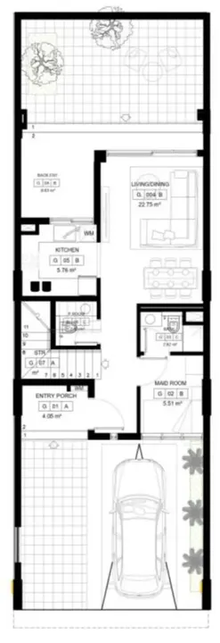 3 BR floor plan