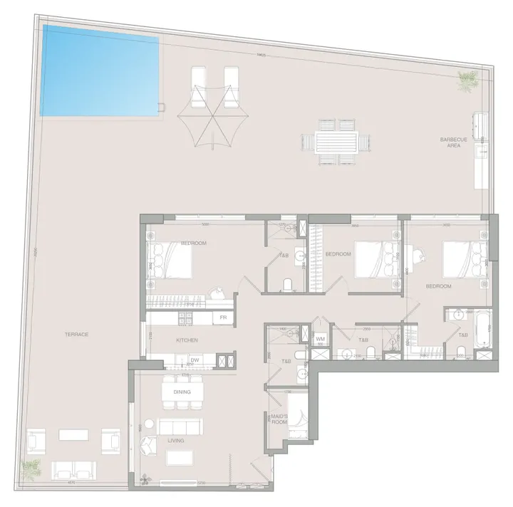 3 BR floor plan