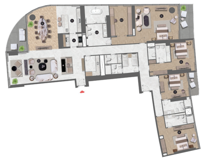4 BR floor plan
