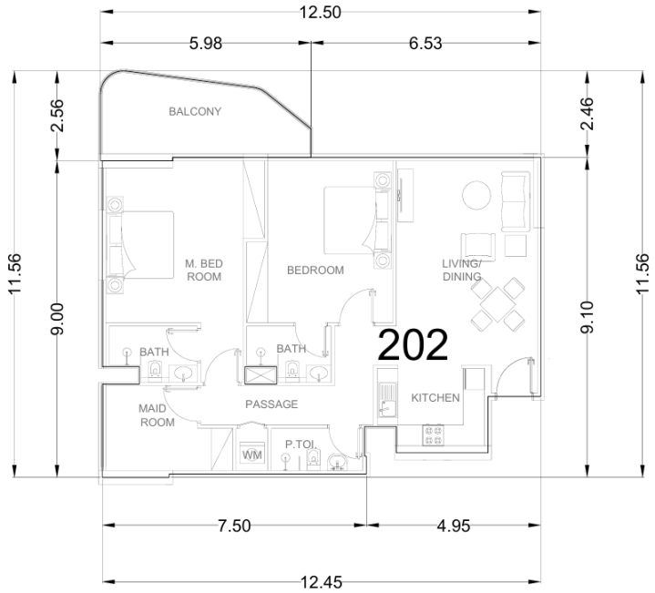 2 BR floor plan