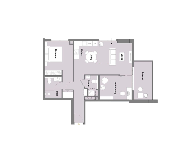 1 BR floor plan
