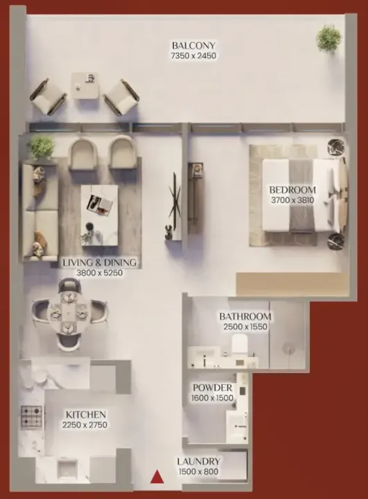 1 BR floor plan