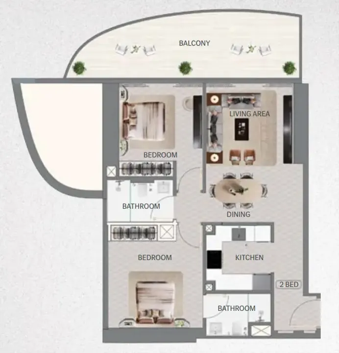 2 BR floor plan