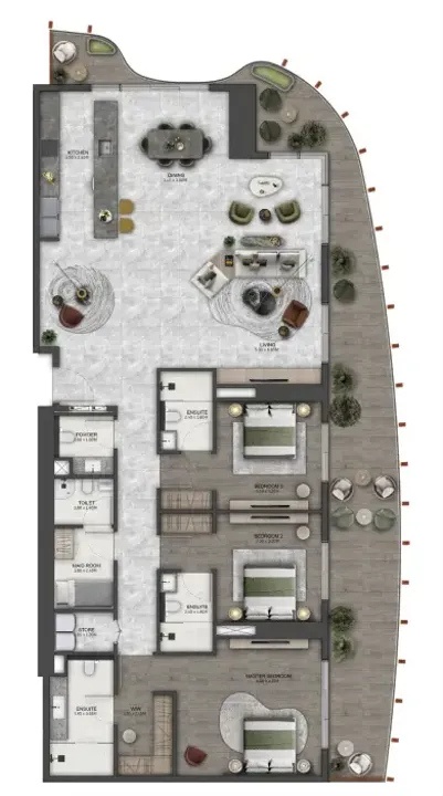 3 BR floor plan