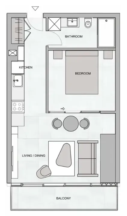 1 BR floor plan