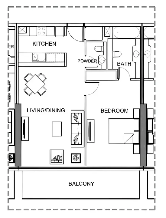 1 BR floor plan