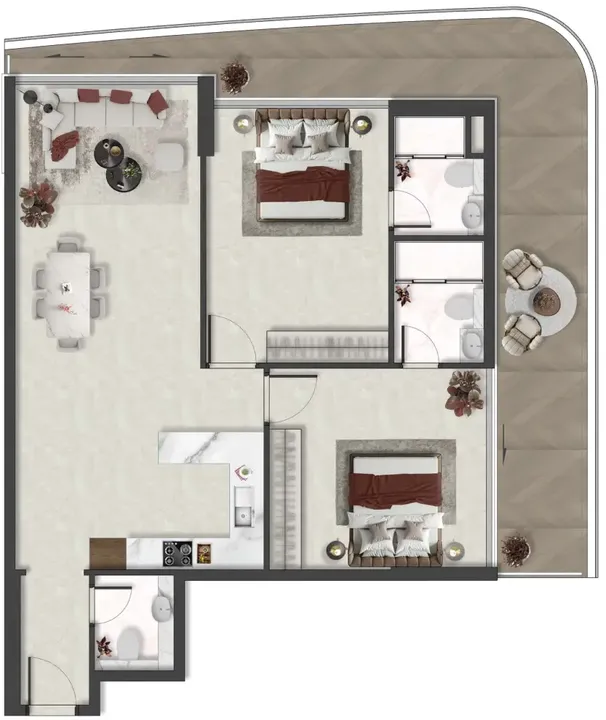 2 BR floor plan