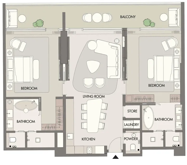 2 BR floor plan