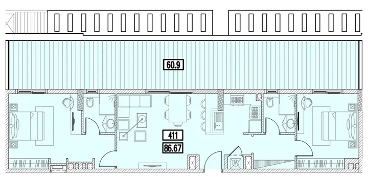2 BR floor plan