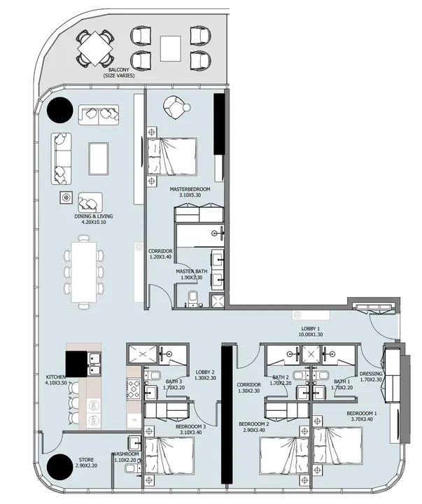 4 BR floor plan
