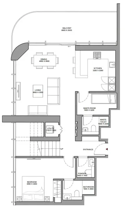 3 BR floor plan