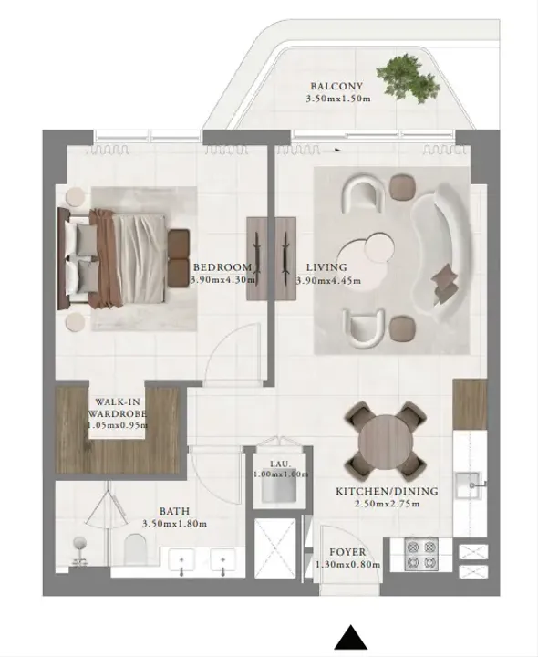1 BR floor plan